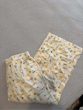 Yellow Floral Cotton Pajama Pants